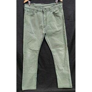 Men's Levis 513 36x32 Green Denim Slim Fit Straight Leg Jeans White‎ Label